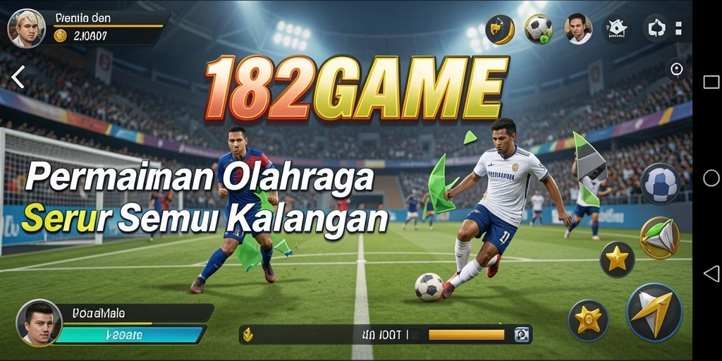 Tampilan gameplay seru dari 182GAME yang melibatkan berbagai cabang olahraga.