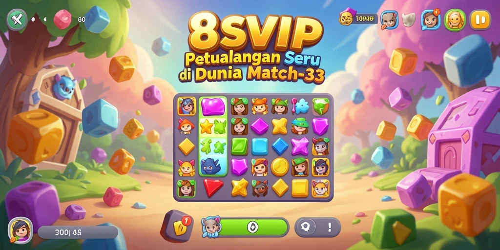 Tampilan gameplay seru di 8SVIP dengan elemen Match-3 yang berwarna.