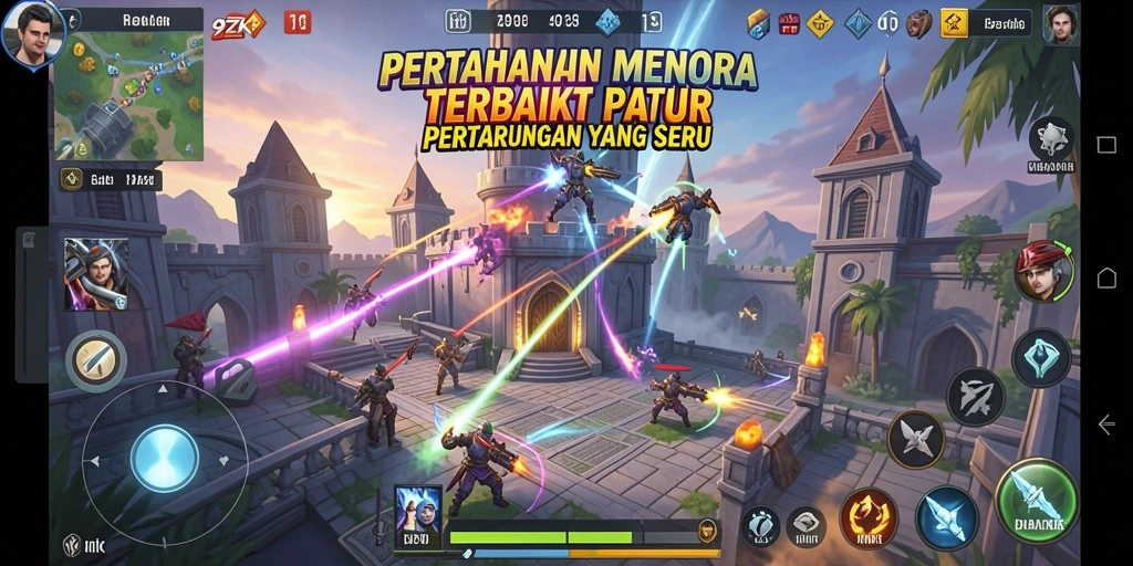 Gameplay seru 9ZK dengan menara pertahanan yang strategis.