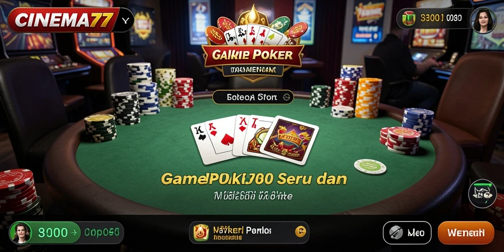 Tampilan permainan Poker yang seru dan interaktif di CINEMA77.