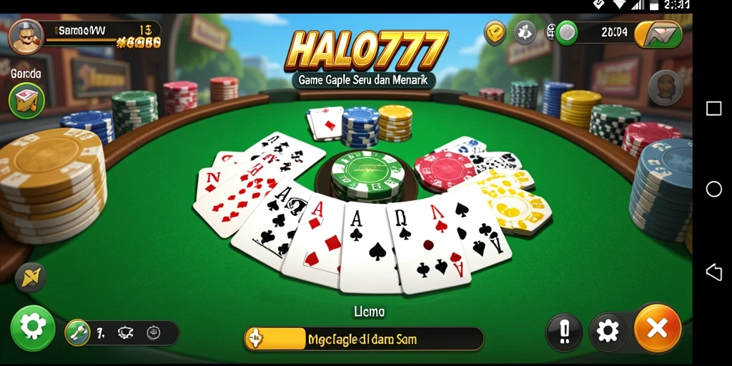 Tampilan screenshot utama HALO777 menampilkan gameplay Gaple yang seru.