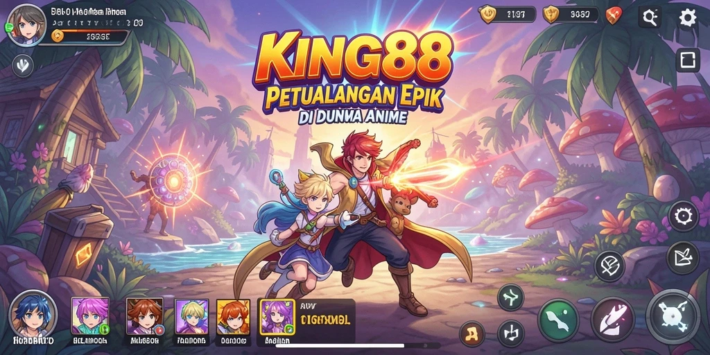 Tampilan gameplay KING88 dengan karakter Anime yang penuh aksi.