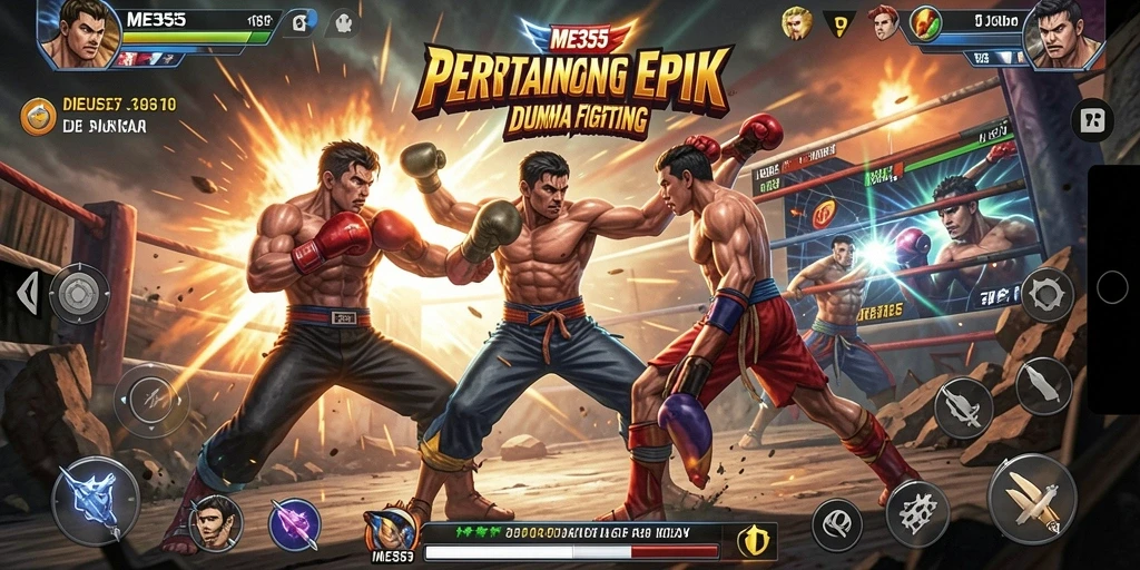 Tangkapan layar gameplay ME355 dengan pertarungan yang dinamis.