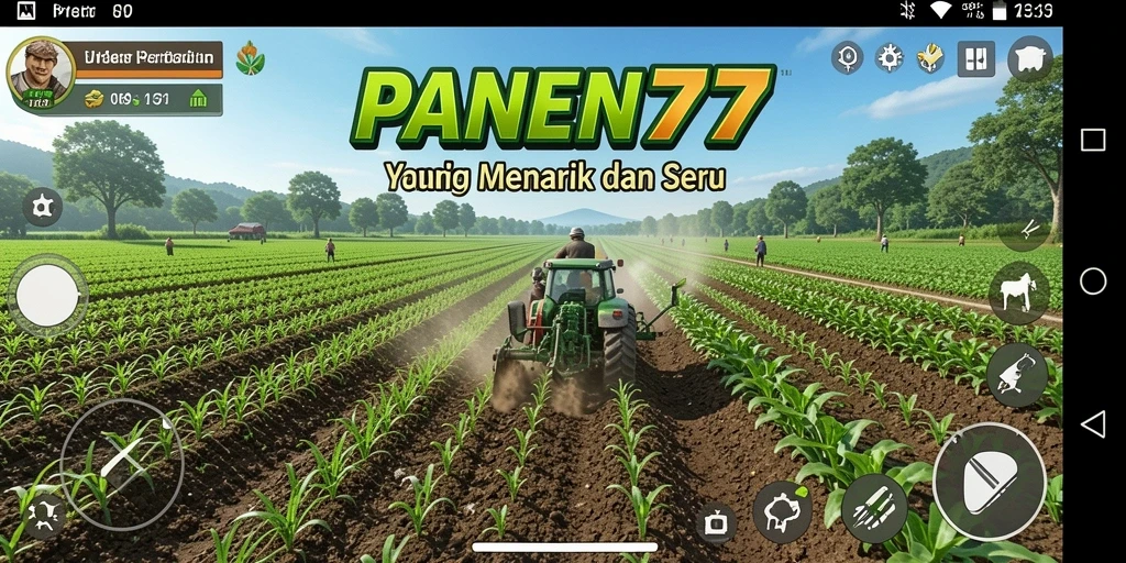 Screenshot asli dari permainan PANEN77 menampilkan aktivitas bertani yang seru.