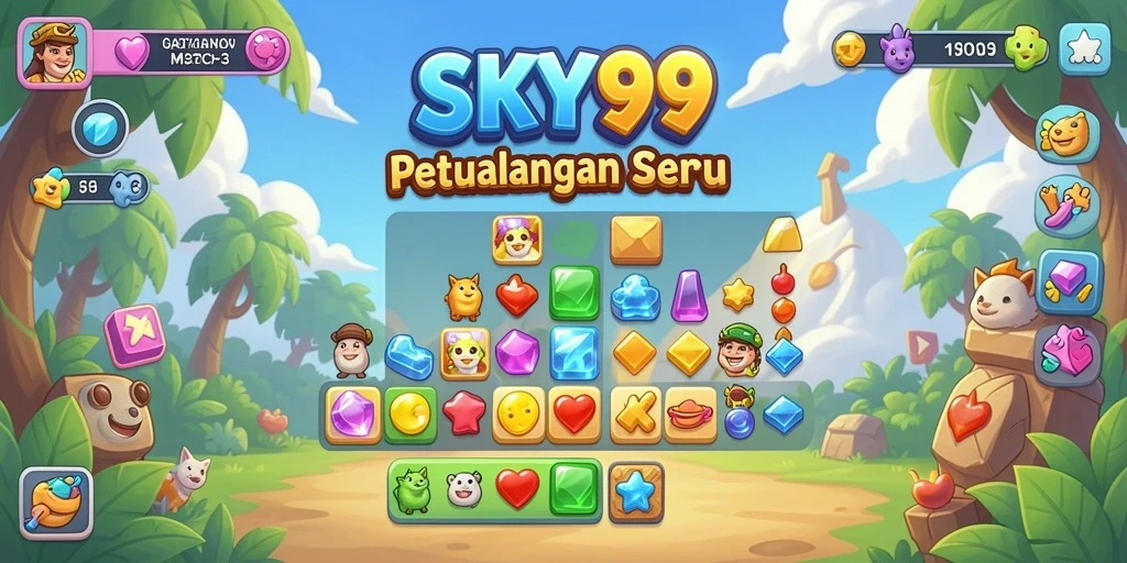 Tampilan menarik dari gameplay <strong>SKY99</strong> dengan tantangan Match-3 yang seru.